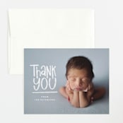 "New Kid" - Birth Announcement Thank You Cards in Chalk by Amy Payne - Front