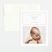 "Name Plate" - Birth Announcement Thank You Cards in Melon by Stacey Meacham - Front