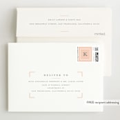 "Name Plate" - Birth Announcement Thank You Cards in Melon by Stacey Meacham - FREE Recipient Addressing