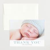 "Stately monogram" - Birth Announcement Thank You Cards in Powder by Stacey Meacham - Front
