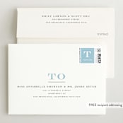 "Stately monogram" - Birth Announcement Thank You Cards in Powder by Stacey Meacham - FREE Recipient Addressing