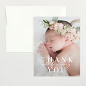 "Darling Dear" - Birth Announcement Thank You Cards in Cotton by Lauren Chism - Front