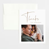 "Sutton" - Birth Announcement Thank You Cards in Leather by Jessica Williams - Front