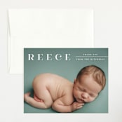 "Tiny Sophisticated" - Birth Announcement Thank You Cards in Cotton by Carolyn MacLaren - Front