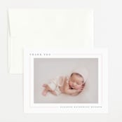 "Simply Serene" - Birth Announcement Thank You Cards in Blush by Lauren Chism - Front