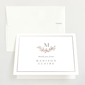 "Graceful Laurels" - Foil-Pressed Birth Announcement Thank You Cards in Lace by Jessica Williams - Front