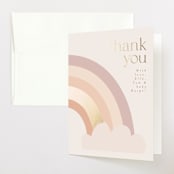 "Rainbow Sky" - Foil-Pressed Birth Announcement Thank You Cards in Blush by Angela Thompson - Front