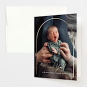 "Classic Arch" - Foil-Pressed Birth Announcement Thank You Cards in Linen by Erica Krystek - Front