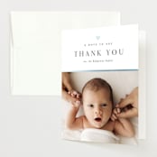 "Tiny Heart" - Foil-Pressed Birth Announcement Thank You Cards in Sky by Melanie Kosuge - Front