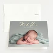 "Overjoyed" - Foil-Pressed Birth Announcement Thank You Cards in Cloud by Brandy Folse - Front