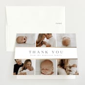 "Six Photo Grid" - Foil-Pressed Birth Announcement Thank You Cards in Vanilla by Nicole Walsh - Front