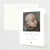 "Tiny Heart" - Foil-Pressed Birth Announcement Thank You Cards in Snow by AK Graphics - Front