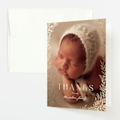 "Botanica Frame" - Foil-Pressed Birth Announcement Thank You Cards in Vanilla by Laura Hankins - Front