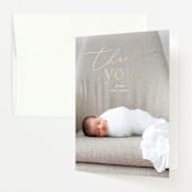 "Mist" - Foil-Pressed Birth Announcement Thank You Cards in Parchment by Everett Paper Goods - Front