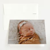 "Welcoming" - Foil-Pressed Birth Announcement Thank You Cards in Cotton by Everett Paper Goods - Front