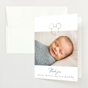 "Disney's Mickey Mouse Clip" - Foil-Pressed Birth Announcement Thank You Cards in Marshmallow by Tamara Hilje - Front