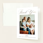 "Now Introducing" - Foil-Pressed Birth Announcement Thank You Cards in Sugar by Pixel and Hank - Front