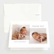 "Leaf Duet" - Foil-Pressed Birth Announcement Thank You Cards in Mocha by Olivia Raufman - Front