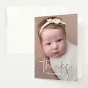 "gilded introduction" - Foil-Pressed Birth Announcement Thank You Cards in Milk by Susan Asbill - Front