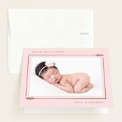 "Delicate" - Foil-Pressed Birth Announcement Thank You Cards in Blush by Lauren Chism - Front
