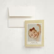 "Gingham" - Birth Announcement Thank You Cards in Marigold by Jessie Steury - Front