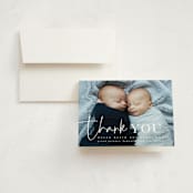 "Two Cute" - Birth Announcement Thank You Cards in Silk by Creo Study - Front