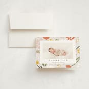 "Modern Floral" - Birth Announcement Thank You Cards in Wildflower by Nicole Walsh - Front