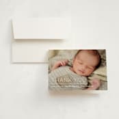 "simply ours" - Birth Announcement Thank You Cards in Powder by Sara Hicks Malone - Front
