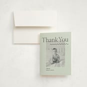 "Wavy Hello" - Birth Announcement Thank You Cards in Moss by Pixel and Hank - Front