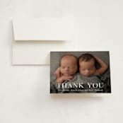 "Double Take" - Birth Announcement Thank You Cards in Baby Powder by Hooray Creative - Front