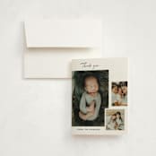 "Written Out" - Birth Announcement Thank You Cards in Coal by Carolyn Nicks - Front