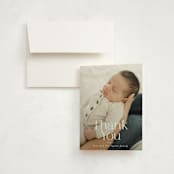 "Stacked Name" - Birth Announcement Thank You Cards in Cloud by Alethea and Ruth - Front