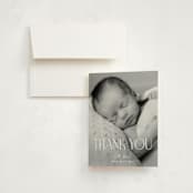 "Little Introduction" - Birth Announcement Thank You Cards in Stone by Pixel and Hank - Front