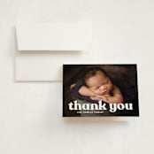 "Modern Vintage" - Birth Announcement Thank You Cards in Ghost by Lea Delaveris - Front