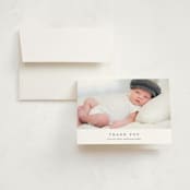 "Classically Modern" - Birth Announcement Thank You Cards in Slate by Brianne Larsen - Front