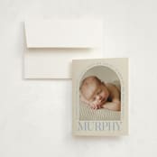 "Type Arch" - Birth Announcement Thank You Cards in Bluebird Day by Baumbirdy - Front