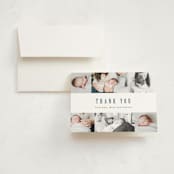 "Photo Stripes" - Birth Announcement Thank You Cards in Steel Blue by Ana Sharpe - Front