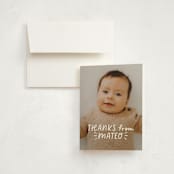 "Fun Hello" - Birth Announcement Thank You Cards in Cloud by Jackie Crawford - Front