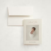 "Monogram Laurel" - Birth Announcement Thank You Cards in Peony by Vanessa Doyle - Front