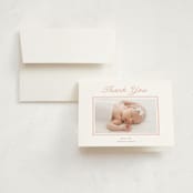 "Byline" - Birth Announcement Thank You Cards in Melon by Laura Hankins - Front