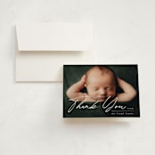 "Linear" - Birth Announcement Thank You Cards in Frost by Everett Paper Goods - Front