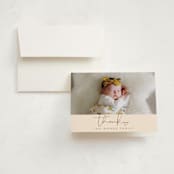"Signature Babe" - Birth Announcement Thank You Cards in Peach by Jessica Williams - Front