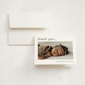 "Simple name" - Birth Announcement Thank You Cards in Cotton by Stacey Meacham - Front