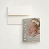 "Close Up" - Birth Announcement Thank You Cards in Cotton by Angela Thompson - Front