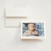 "Basic" - Birth Announcement Thank You Cards in Onyx by Lauren Chism - Front