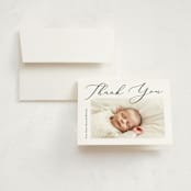"Up Top" - Birth Announcement Thank You Cards in Ink by Carolyn MacLaren - Front