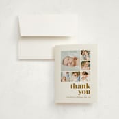 "Bold Arrival" - Birth Announcement Thank You Cards in Golden by Ana Sharpe - Front