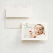 "Chic Introduction" - Birth Announcement Thank You Cards in Storm by Olivia Raufman - Front