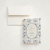 "Daisy Toile" - Birth Announcement Thank You Cards in Bluebird by Susan Zinader - Front