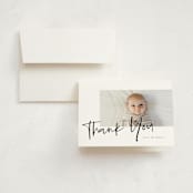 "Clean Lines" - Birth Announcement Thank You Cards in Blackboard by Amy Payne - Front